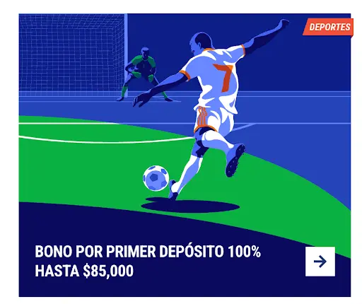 Bono del 100% hasta $85,000 en tu primer depósito para apuestas deportivas Jugador de fútbol preparándose para patear un penalti frente al portero